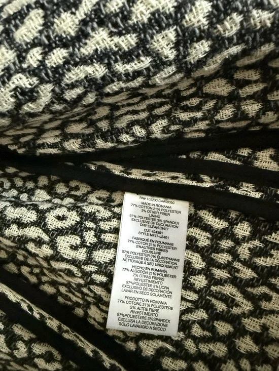 Joie Black & Ivory Leopard Print Cropped Moto Jacket/Blazer - Picture 7 of 7